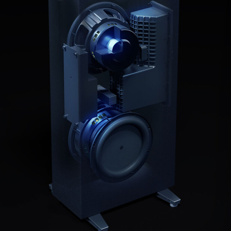3XR Architecture with Dual Passive Radiators for seamless, well-balanced bass
