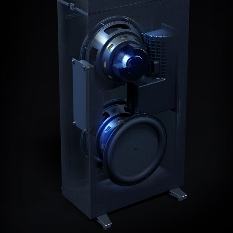 3XR Architecture with Dual Passive Radiators for seamless, balanced bass